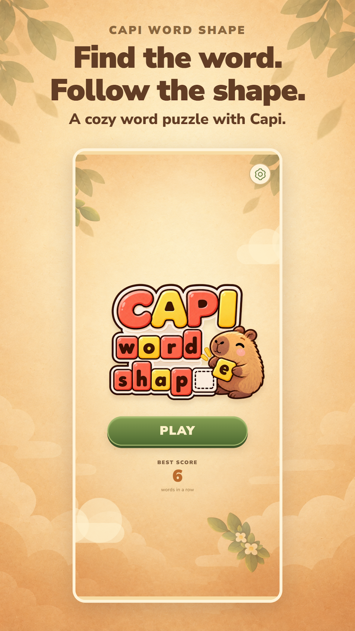 Capi Word Shape welcome screen