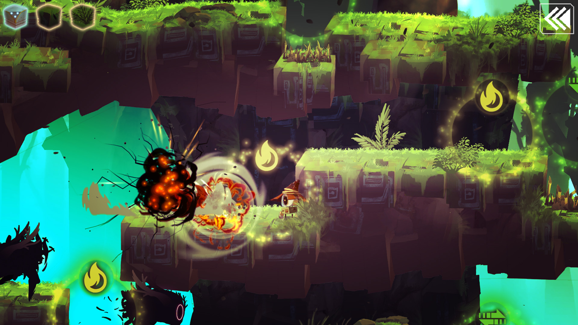 Magibot action in a green forest level